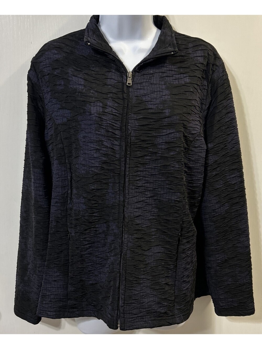 Erin London Ruched Full Zip Purple & Black Women's Size XL Jacket